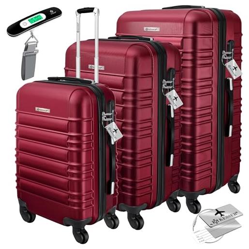 KESSER® set di 3 valigie rigide, set di valigie da viaggio, set di valigie trolley, incl. Bilancia per bagagli + etichetta per bagagli, chiusura per valigie rotolanti, manico telescopico m-l-xl