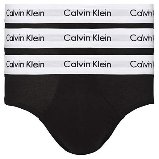 Calvin Klein - confezione da 3 slip in cotone elasticizzato, taglia m, colore: nero