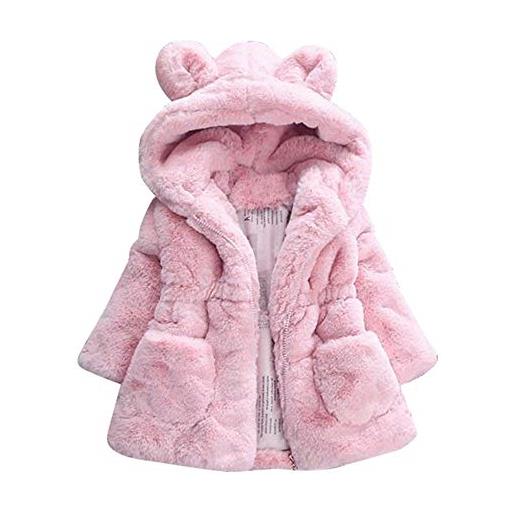 baohooya giacca cappottino bimba invernale 1-6 anni, ragazzo e ragazza giacche con cappuccio mantello del cappotto caldo addensare antivento giacche imbottito giubbotti neonata vestiti (4 anni, rosa)