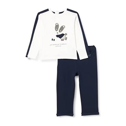 Chicco completo composto da t-shirt e pantaloni lunghi (766) bimbo 0-24, blu (scuro), 18 mesi