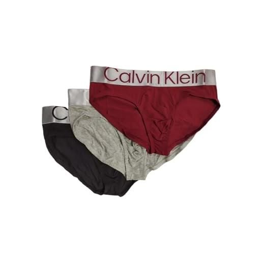 Calvin Klein 3-pack brief, uomo, nero, grigio, vino, medium