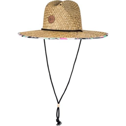 Roxy - cappello di paglia - pina to my colada printed hat anthracite palm song axs per donne - taglia s\/m - beige