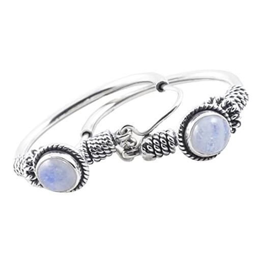 Unique Gems orecchini rotondi per la donna pietra di luna 2.2 carati argento 925 qualità come gioielliere
