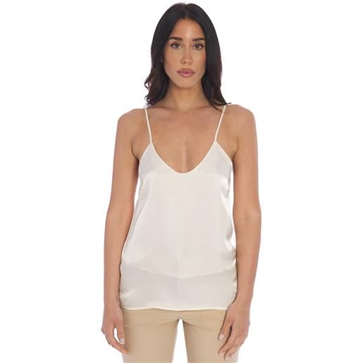 TWINSET top TWINSET in raso con spalline sottili e logo, colore bianco