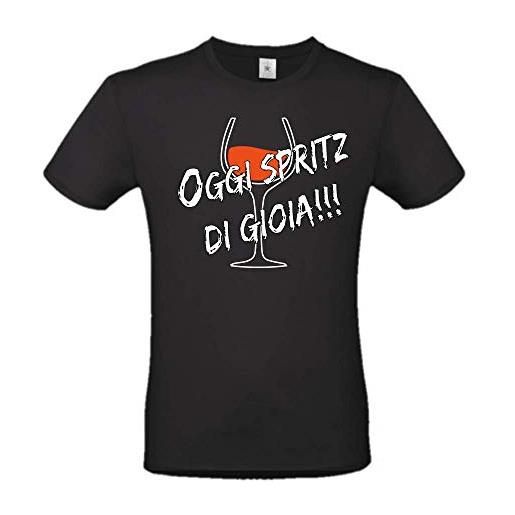 DND DI D'ANDOLFO CIRO t-shirt maglia nera uomo con stampa oggi spritz di gioia, stampata direttamente su tessuto (xs)