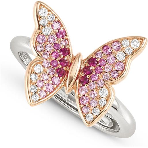 Nomination anello Nomination crysalis a farfalla in argento con pavè di zirconi rosa