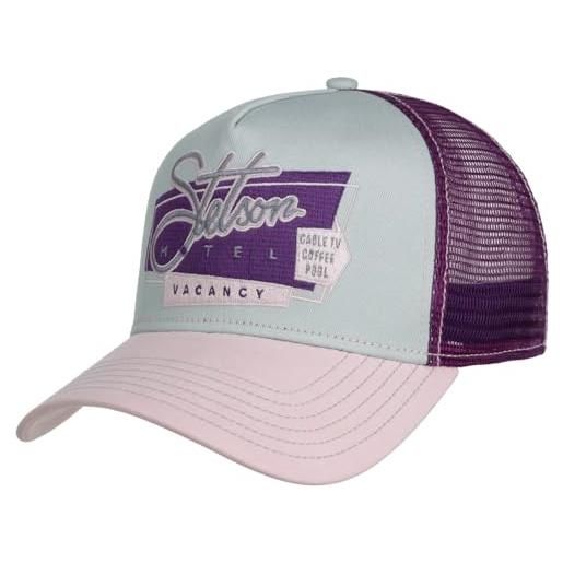 Stetson trucker - berretto da baseball motel vacancy, unisex, taglia unica, ombrello rosa, testa grigia, mash in lilla
