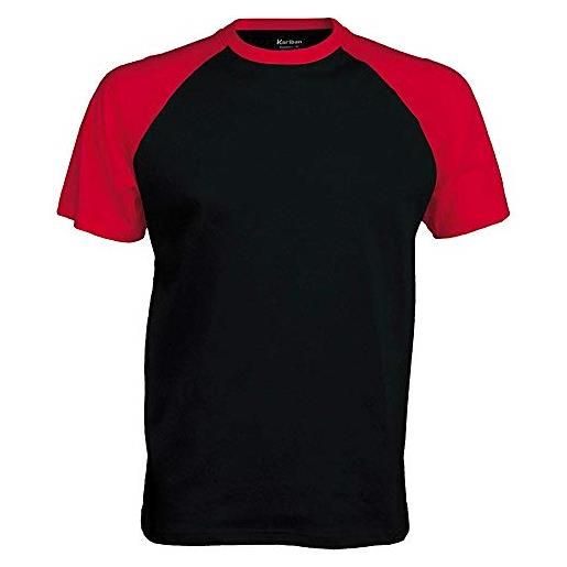 Kariban - maglia manica corta - uomo (xxl) (nero/rosso)