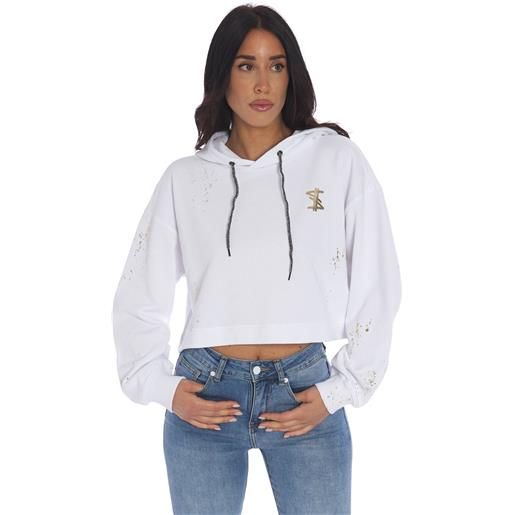 TWINSET ACTITUDE felpa TWINSET ACTITUDE myfo con cappuccio, colore bianco