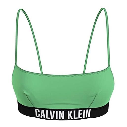 Calvin Klein top bikini a bralette donna imbottito, verde (ultra green), s