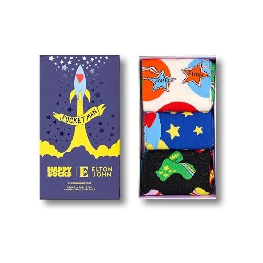 Happy Socks 3-pack calzini elton john, colorati e divertenti, scatole regalo per i fan di elton john