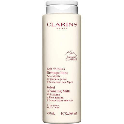 Clarins latte detergente delicato 200 ml latte detergente agli estratti bio di genziana maggiore e melissa, per una più pelle elastica