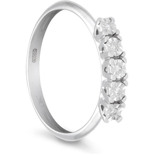 ORO&CO anello veretta 5 pietre oro&co in oro bianco con diamanti ct 0.05 colore h e purezza si. Misura 16