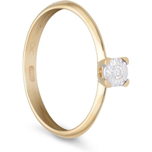 ORO&CO anello solitario oro&co in oro giallo con diamanti ct 0.03 colore h, purezza si. Misura 14