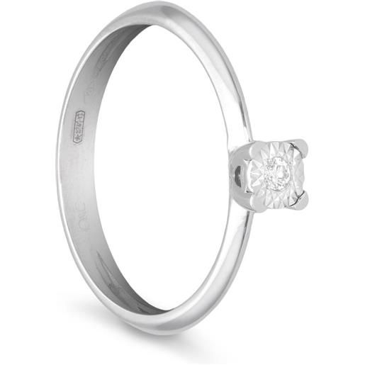 ORO&CO anello solitario oro&co in oro bianco con diamanti ct 0.03, colore h e purezza si. Misura 16