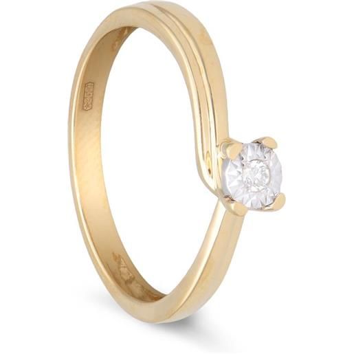 ORO&CO anello solitario oro&co in oro giallo con diamanti ct 0.03 colore h e purezza si. Misura 14
