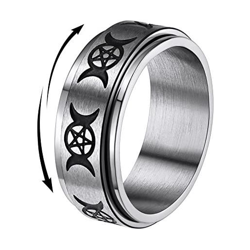 FindChic meditazione rotolare anelli taglia 10 anello in acciaio inossidabile triplicare luna band uomo ansia ansia ring