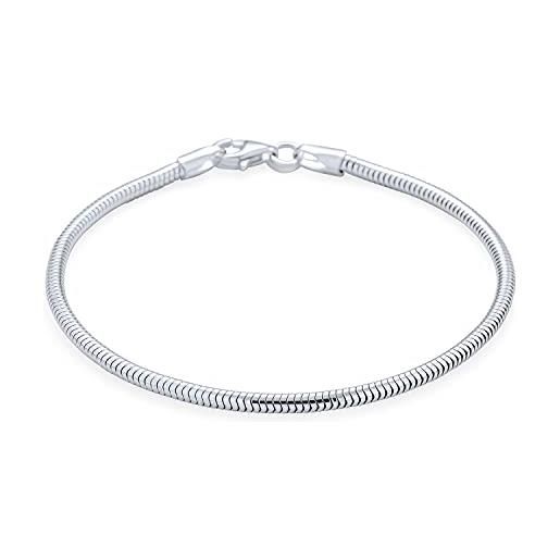 Bling Jewelry catena di serpente starter charm si adatta al braccialetto europeo di perline per le donne adolescente forte. 925 argento chiusura a moschettone