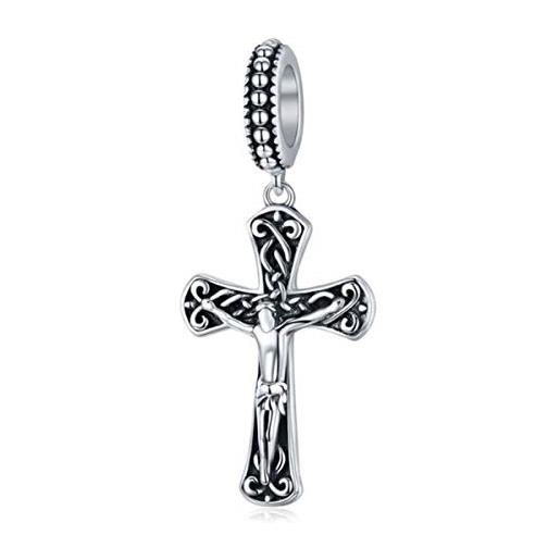 YASHUO Jewellery ciondolo della bibbia della fede in argento sterling 925 con ciondolo a forma di croce per braccialetto e argento, colore: ciondolo a forma di croce. , cod. Ys-c1407