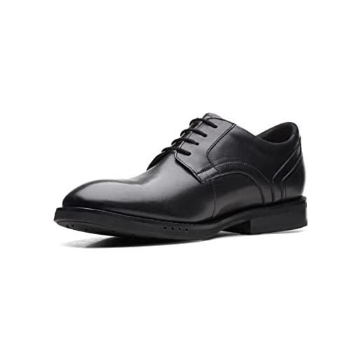 Clarks un hugh lace black leather scarpe eleganti per uomo in pelle nera (taglia 43)