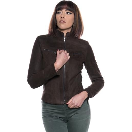 Leather Trend kelly - giacca donna testa di moro in vera pelle di renna