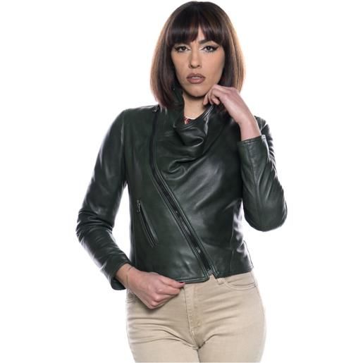 Leather Trend scialla - giacca donna verde in vera pelle