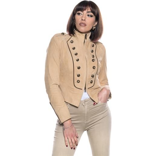 Leather Trend belen - giacca donna crema in vero camoscio