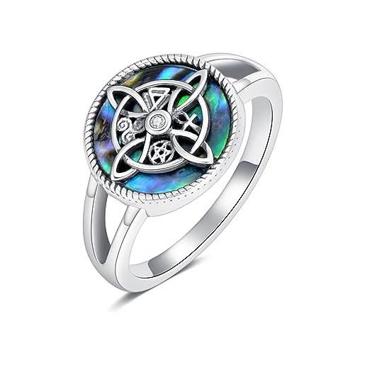 HUKKUN anello da strega in argento 925 con nodo celtico da strega wicca, gioielli da donna, argento sterling