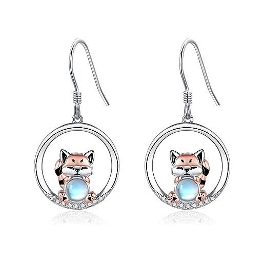 VENACOLY orecchini pendenti a forma di panda rosso, in argento sterling, con pietra di luna, regalo per donne e ragazze, argento sterling