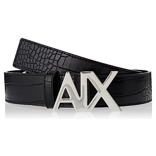 Armani Exchange logo buckle, stampa tortoiseshell cintura, nero, xxl casual