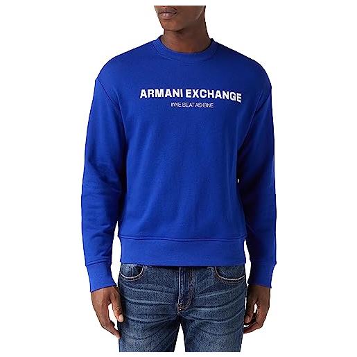 Armani Exchange cross gender, sustainable, cuffed maglia di tuta, blau, m uomo