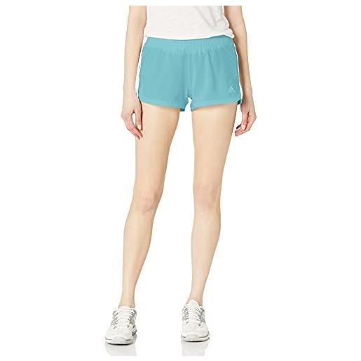 adidas women's standard pacer 3-stripes woven shorts, mint ton/white, small