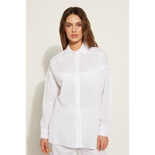 Tezenis camicia manica lunga in 100% cotone super leggero donna bianco