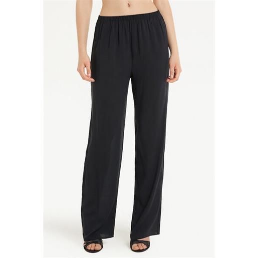 Tezenis pantaloni lunghi larghi in tela di viscosa donna nero