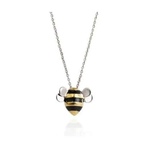 Zinello Design tilove - collana con ape in argento 925, ipoallergenica, ciondolo naturale, lunghezza regolabile, gioiello ecologico con scatola, idea regalo per donna e ragazza per natale, compleanno