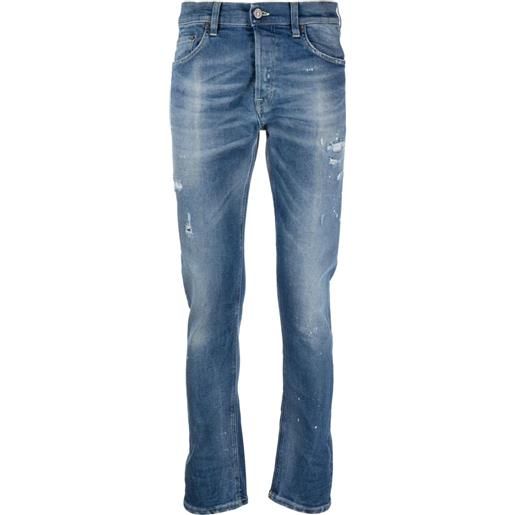 DONDUP jeans a vita bassa con stampa vernice - blu
