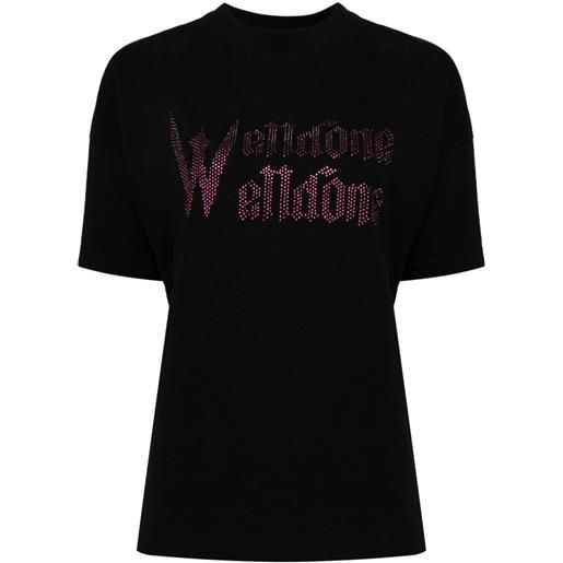 We11done t-shirt con strass - nero