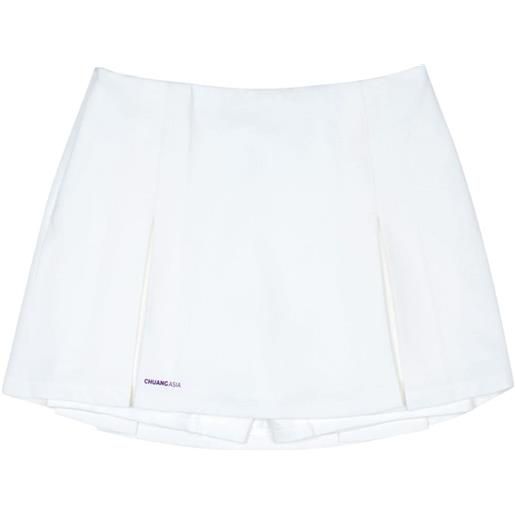 TEAM WANG design shorts effetto gonna con stampa - bianco