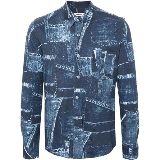 SANDRO camicia con design patchwork - blu