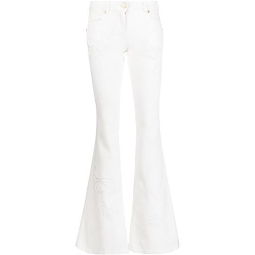 Blumarine jeans svasati con ricamo - bianco