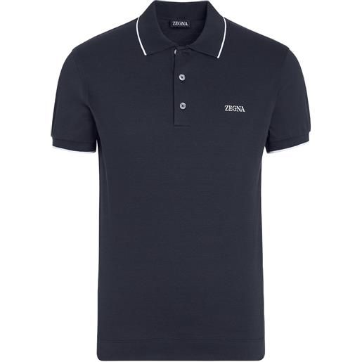 Zegna polo con ricamo - blu