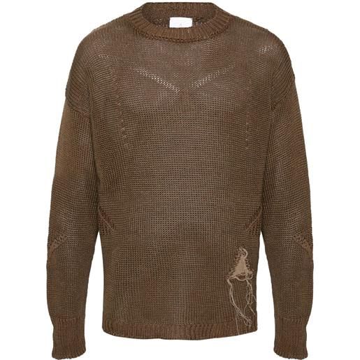 ROA maglione con dettaglio sfilacciato - marrone