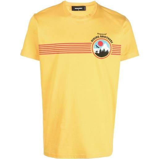 Dsquared2 t-shirt girocollo con logo - giallo