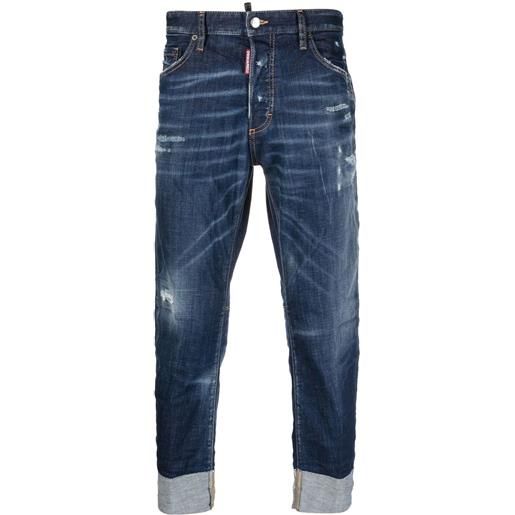 Dsquared2 jeans slim con strappi - blu