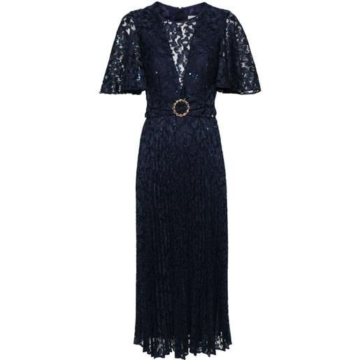 NISSA abito midi con paillettes e pizzo - blu