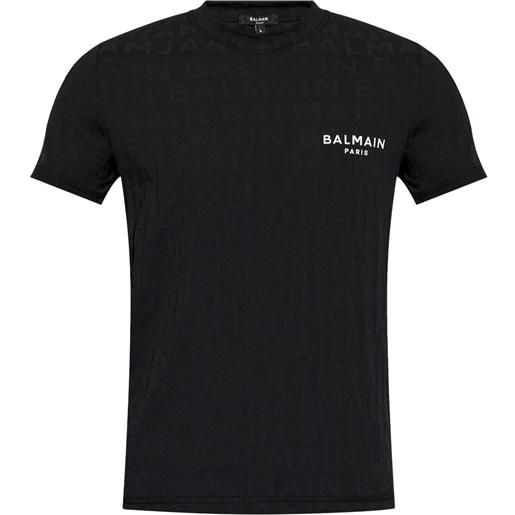 Balmain t-shirt girocollo con stampa - nero