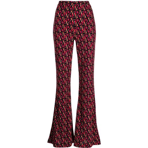DVF Diane von Furstenberg pantaloni svasati con motivo geometrico - rosso