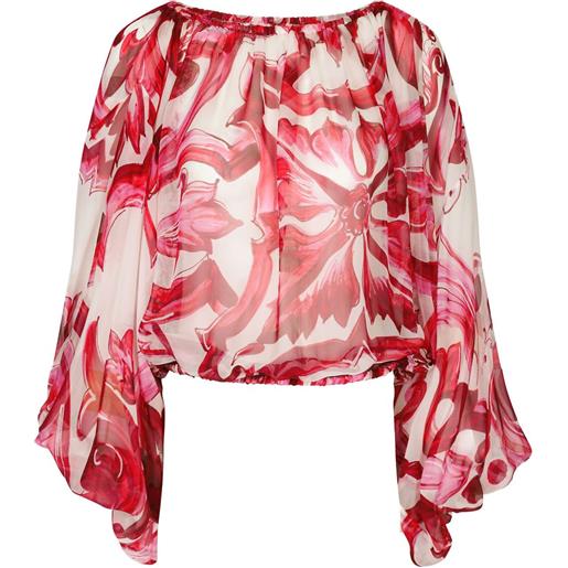 Dolce & Gabbana blusa con stampa maioliche - rosso