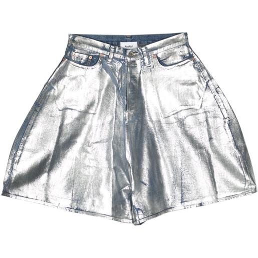 Doublet shorts denim effetto metallico - argento