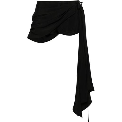 Mugler shorts corti con dettaglio a foulard - nero
